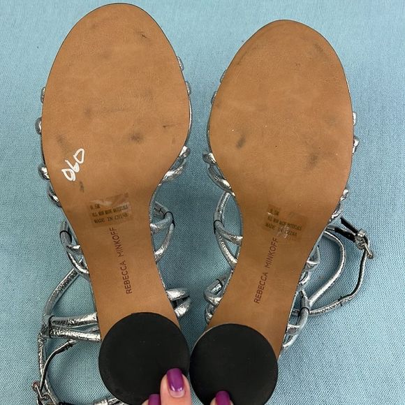 Rebecca Minkoff Silver Strappy Heels - Picture 8 of 9